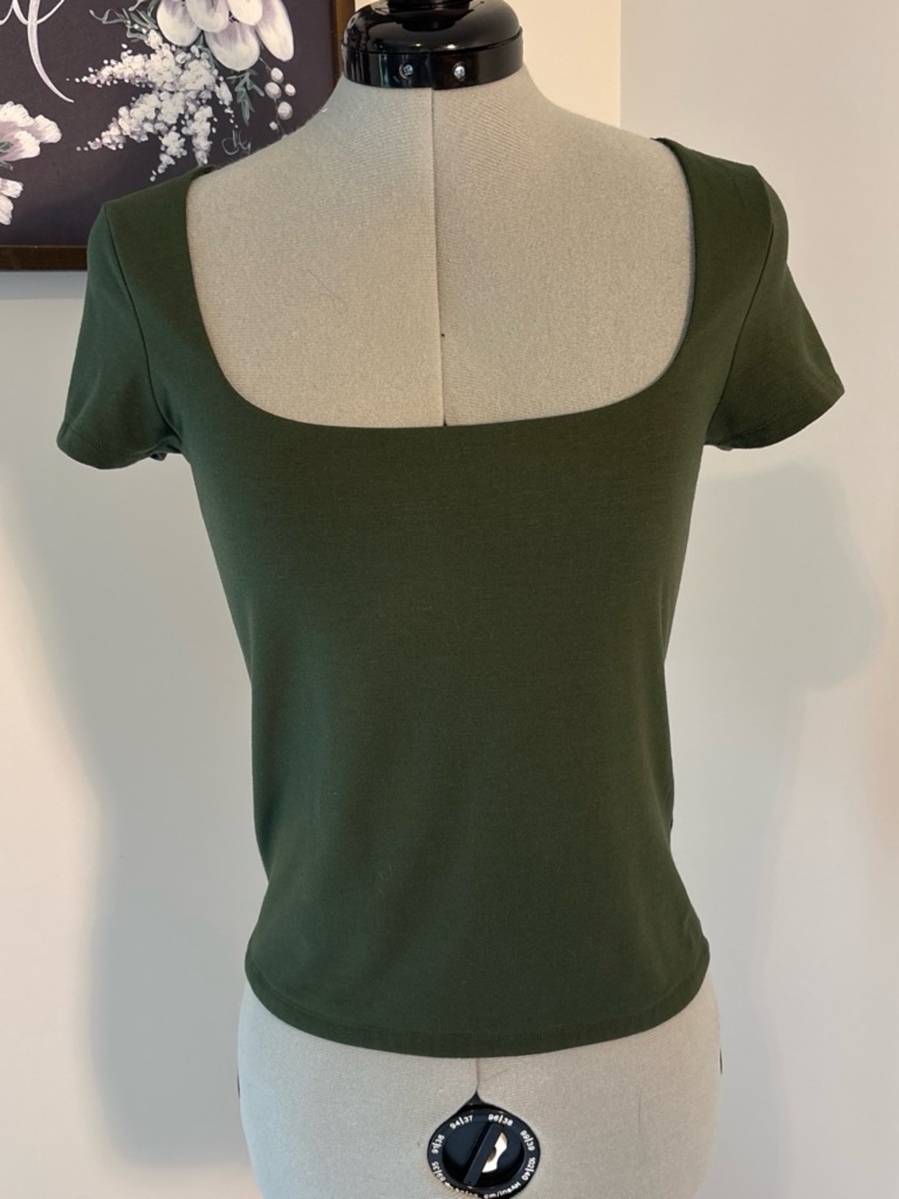 American Eagle Outfitters Short Sleeve Square Neck Tee - Dark Green